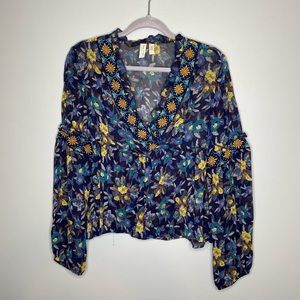Anthropologie sheer printed blouse